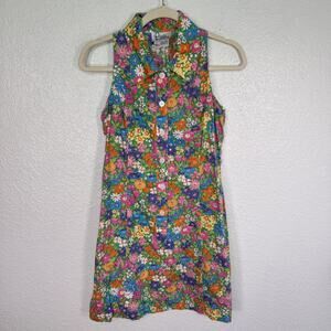 Vintage Lilly Pulitzer Dress Womens 6 Floral Collared Sleeveless Shirt Shift 90s
